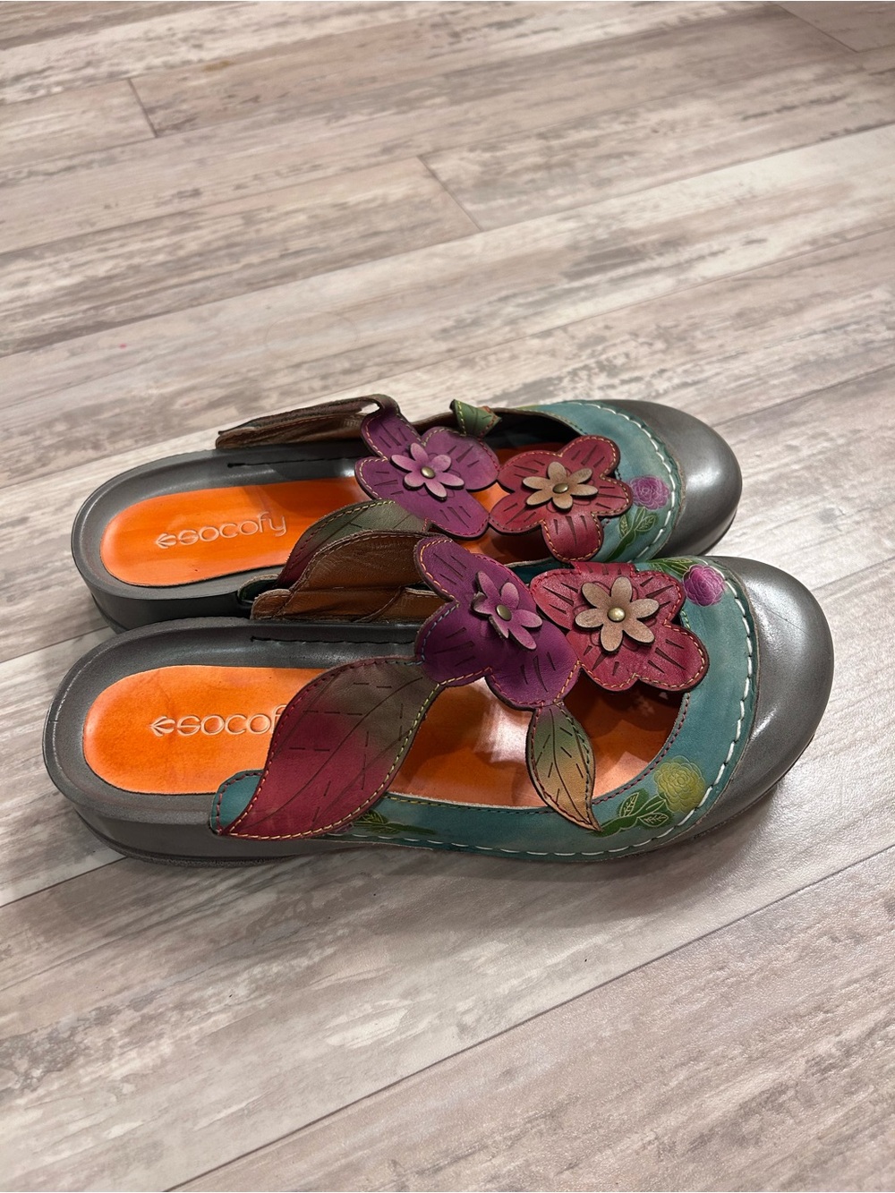 Socofy Colorful Floral Slip On Mules - Picture 4 of 9
